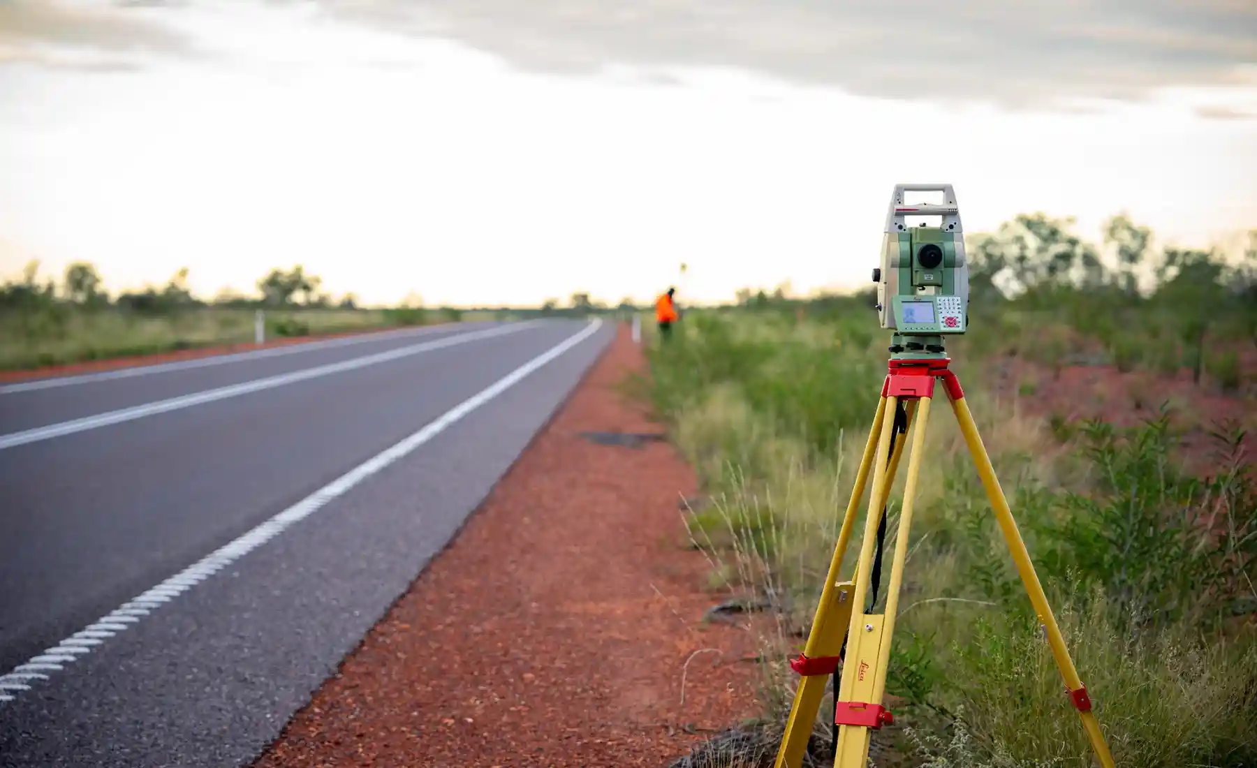 Surveyor using advanced equipment during an engineering survey conducted by Territory Surveys